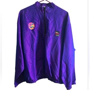 vintage or retro-style Surf Style iridescent purple windbreaker pullover